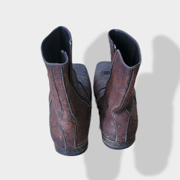 Prada Leather Boots 10 US 11 Brown Soft Flowers Cotto Embroidered - Picture 5 of 14